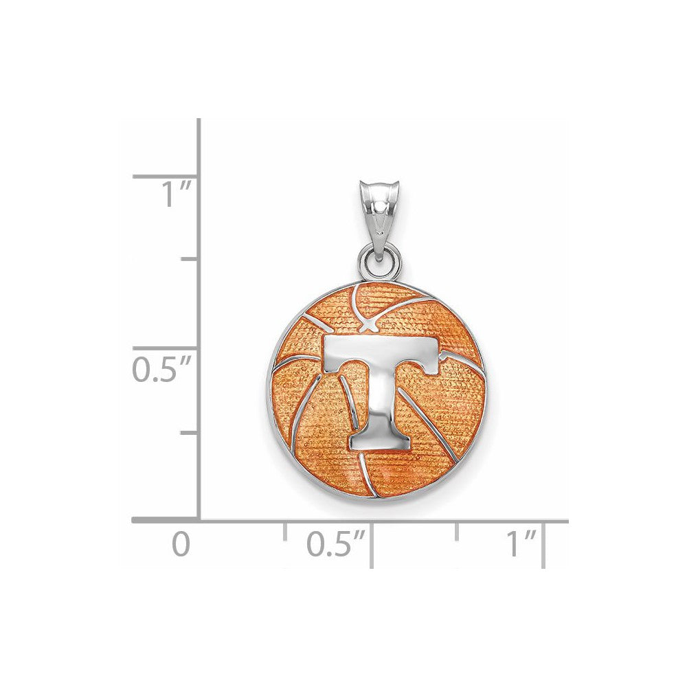 Alternate view of the Sterling Silver University of Tennessee MD Enamel Basketball Pendant by The Black Bow Jewelry Co.