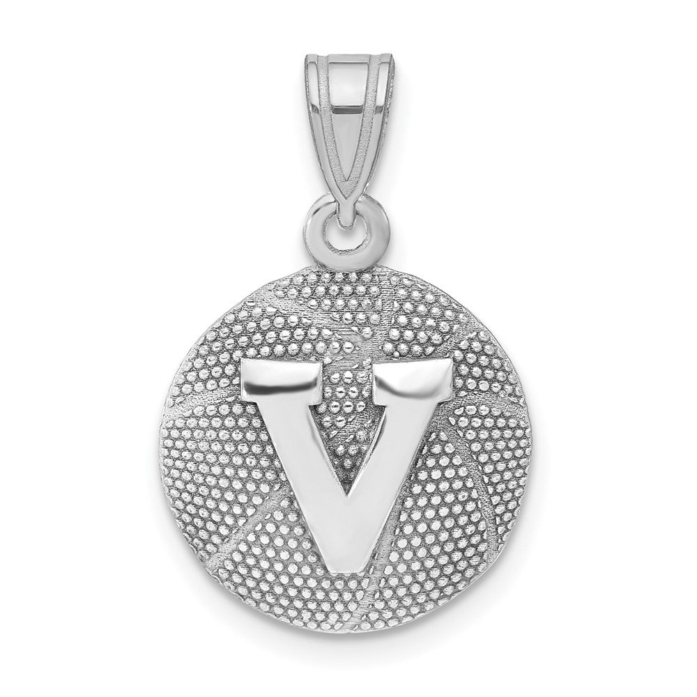 Sterling Silver University of Virginia Medium Domed Basketball Pendant, Item P33736 by The Black Bow Jewelry Co.