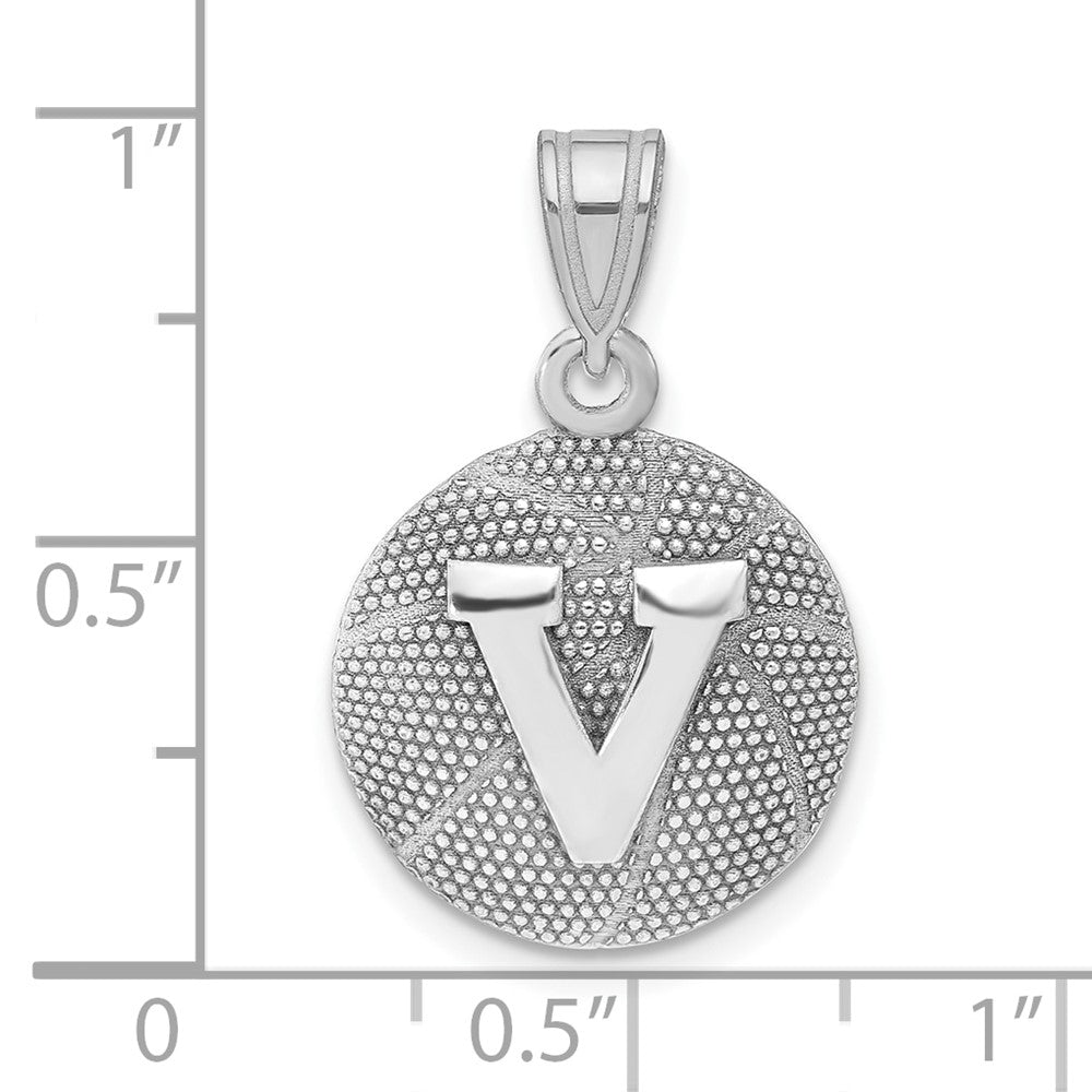Alternate view of the Sterling Silver University of Virginia Medium Domed Basketball Pendant by The Black Bow Jewelry Co.