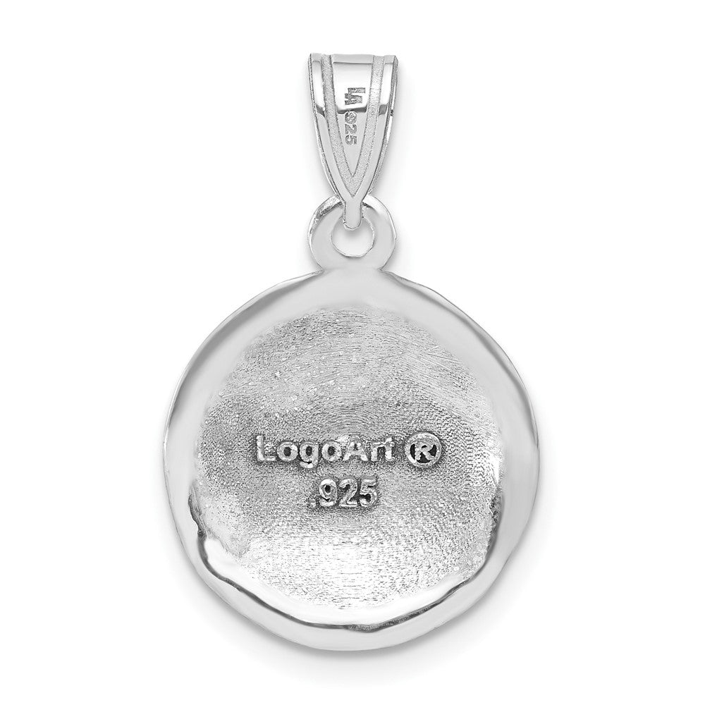 Alternate view of the Sterling Silver University of Virginia Medium Domed Basketball Pendant by The Black Bow Jewelry Co.