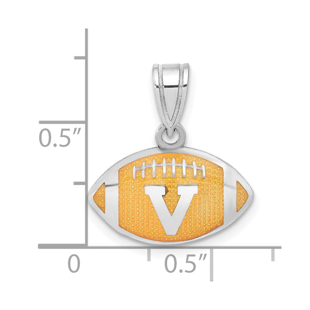 Alternate view of the Sterling Silver University of Virginia Small Enamel Football Pendant by The Black Bow Jewelry Co.