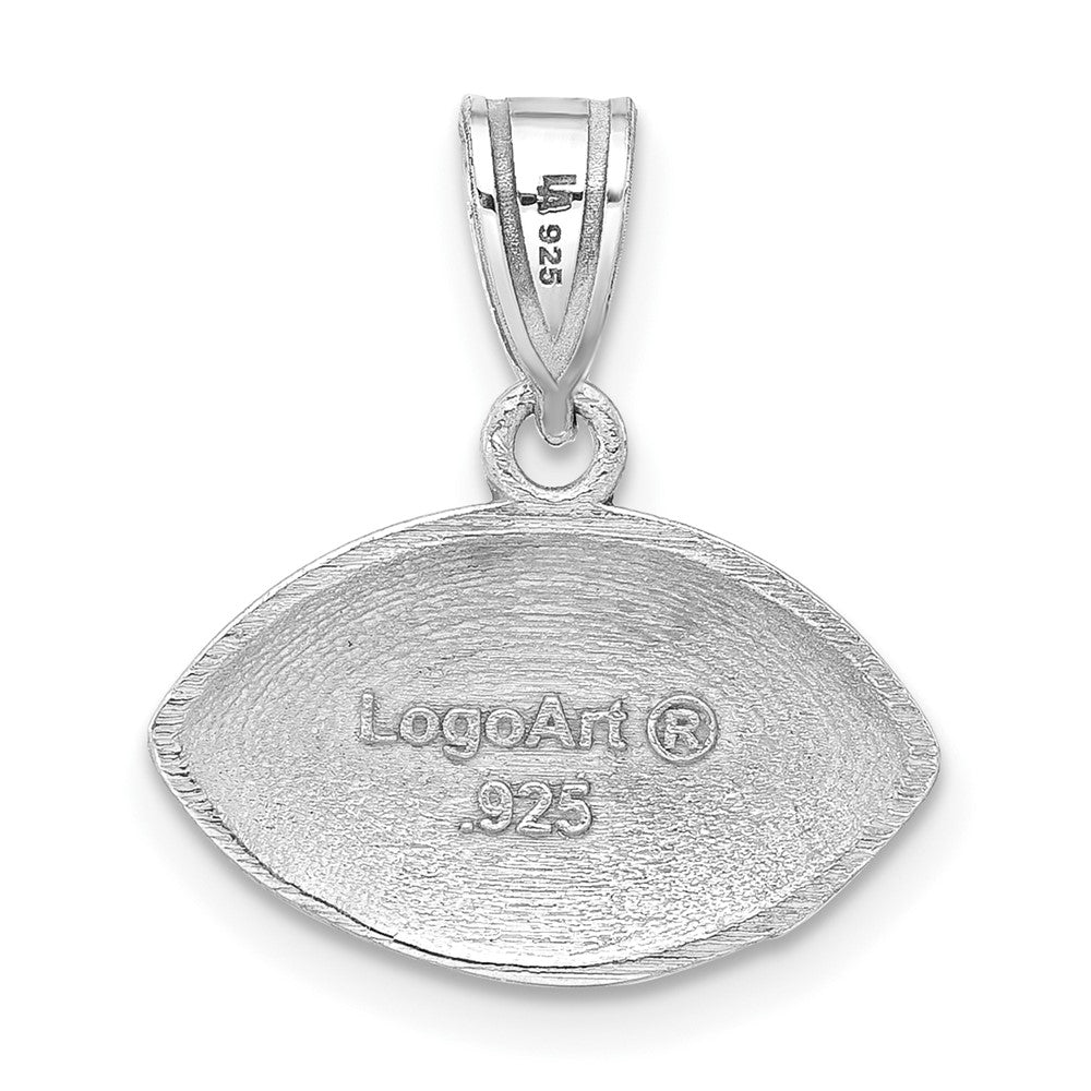Alternate view of the Sterling Silver University of Virginia Small Enamel Football Pendant by The Black Bow Jewelry Co.