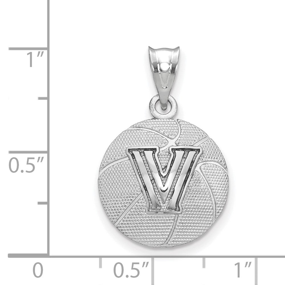 Alternate view of the Sterling Silver Villanova University MD Domed Basketball Pendant by The Black Bow Jewelry Co.