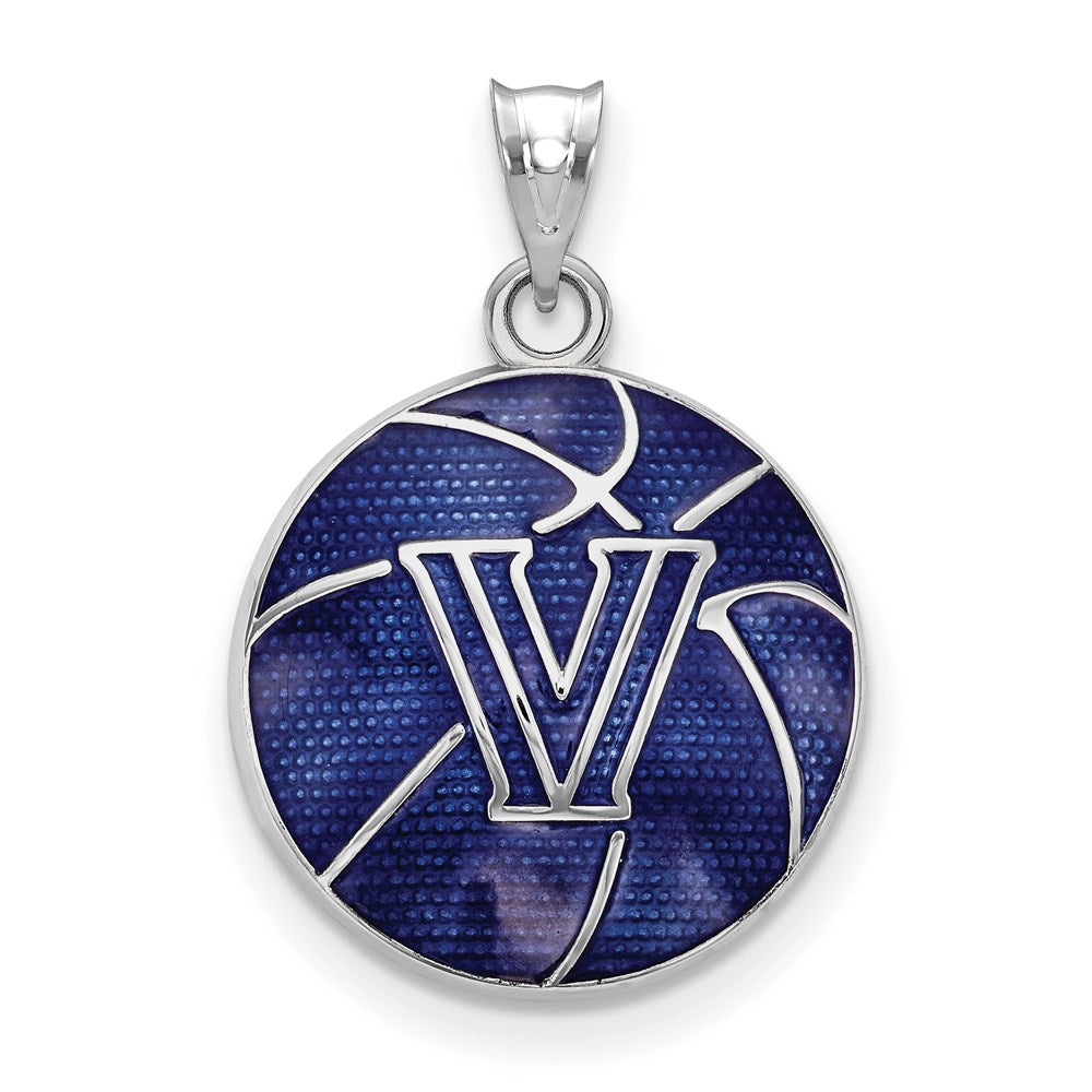 Sterling Silver Villanova University MD Enamel Basketball Pendant, Item P33742 by The Black Bow Jewelry Co.
