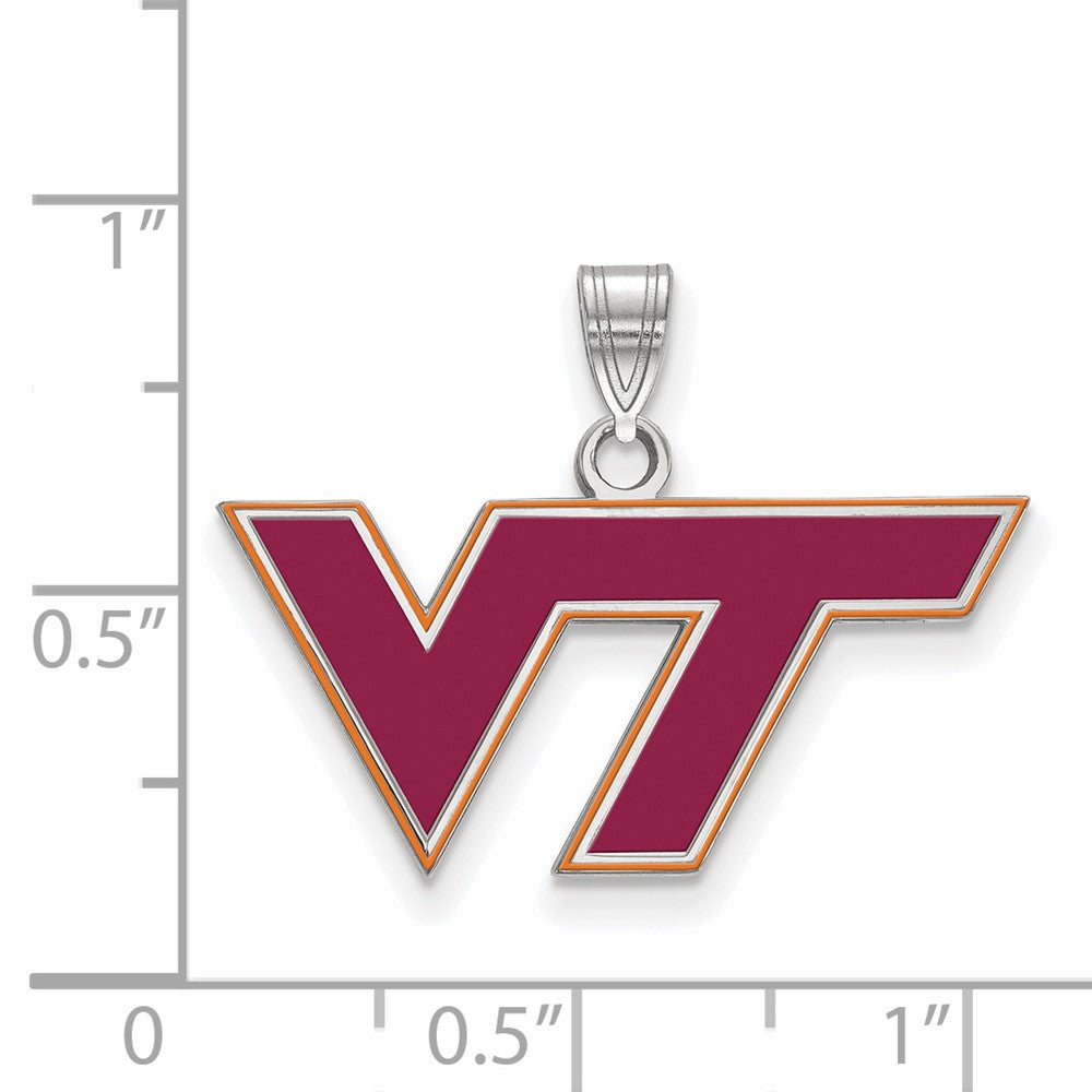 Alternate view of the Sterling Silver Virginia Tech Small Enamel Logo Pendant by The Black Bow Jewelry Co.