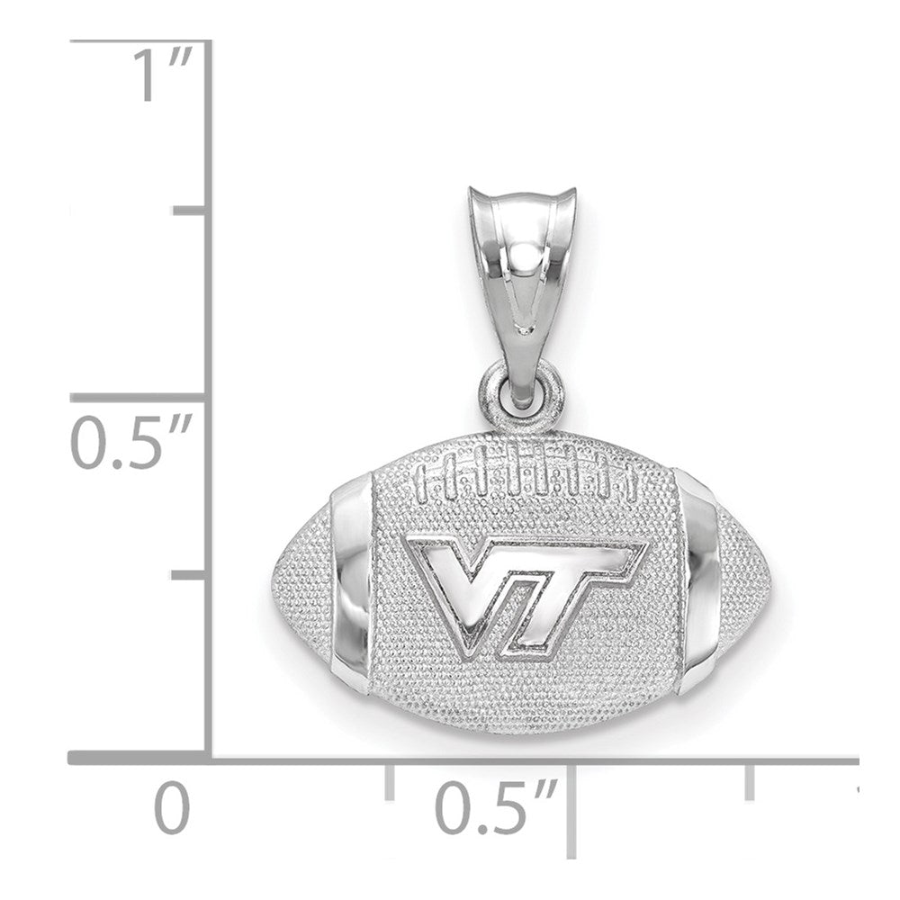 Alternate view of the Sterling Silver Virginia Tech Medium Domed Football Pendant by The Black Bow Jewelry Co.