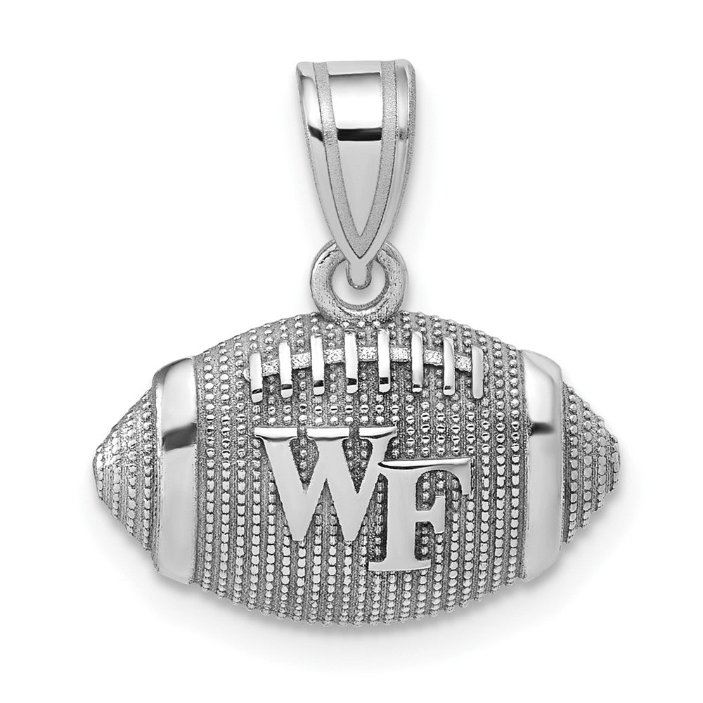 Sterling Silver Wake Forest University MD Domed Football Pendant, Item P33750 by The Black Bow Jewelry Co.