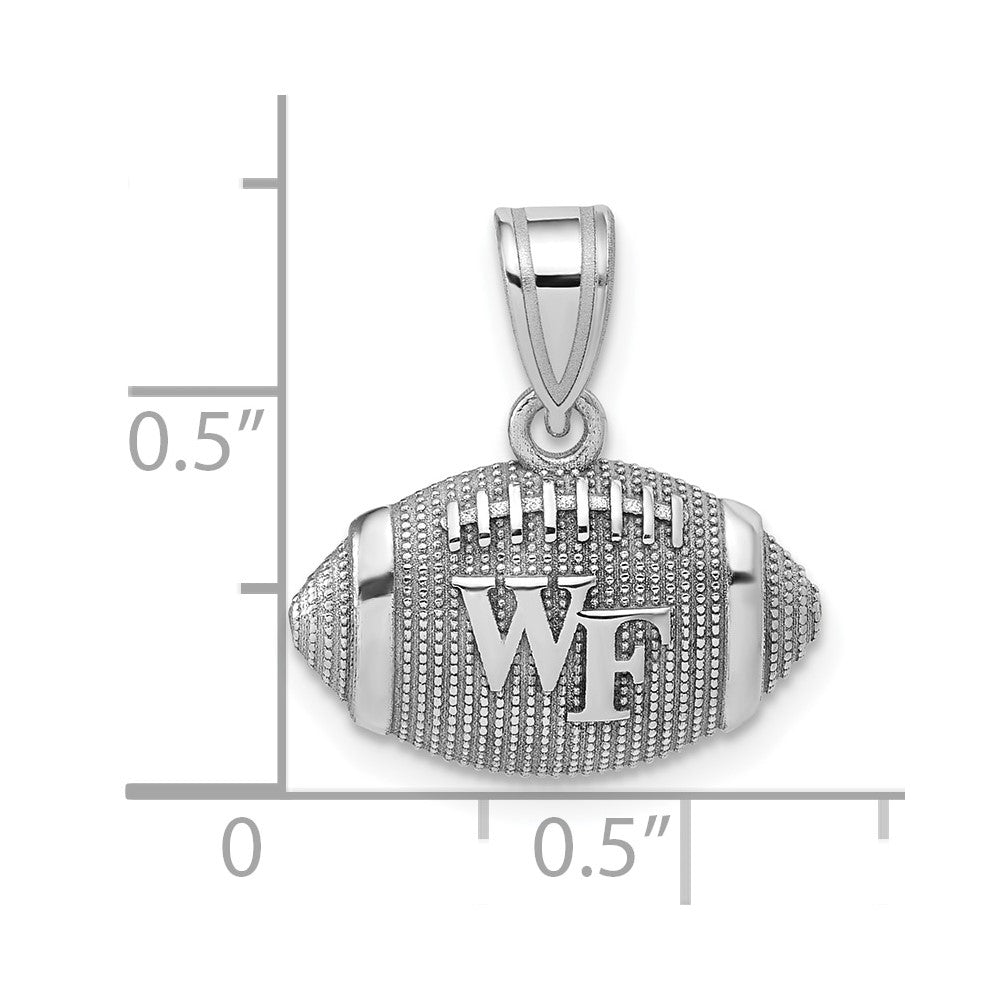 Alternate view of the Sterling Silver Wake Forest University MD Domed Football Pendant by The Black Bow Jewelry Co.