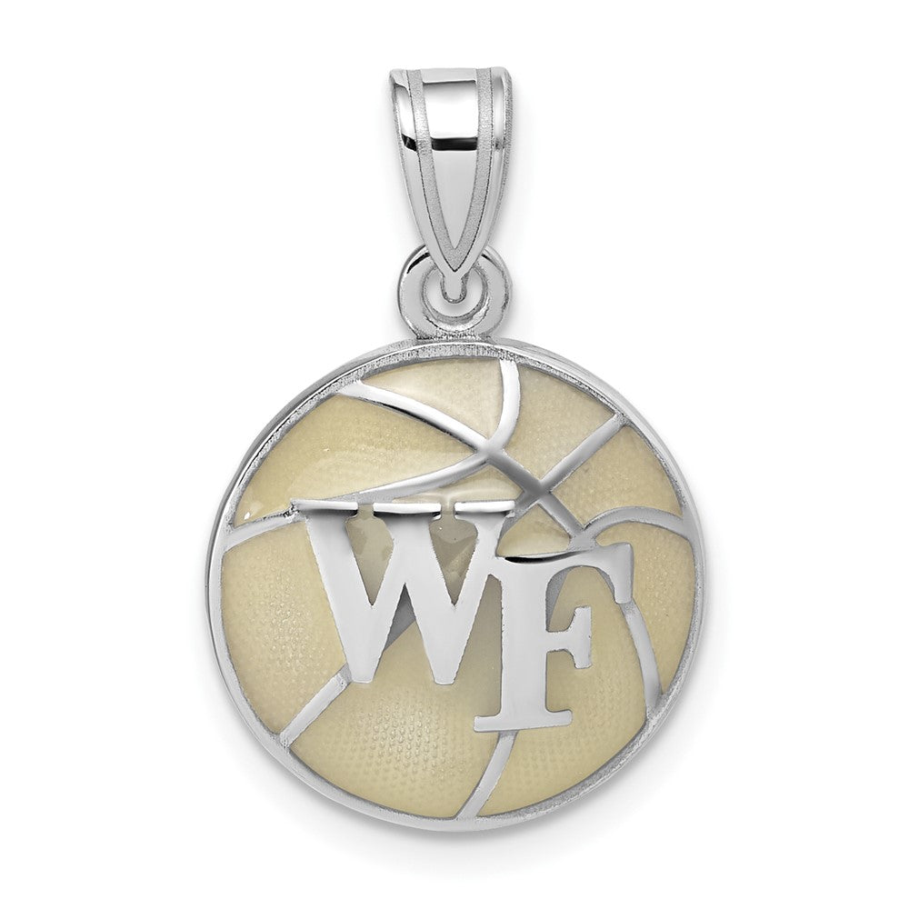 Sterling Silver Wake Forest University MD Enamel Basketball Pendant, Item P33751 by The Black Bow Jewelry Co.