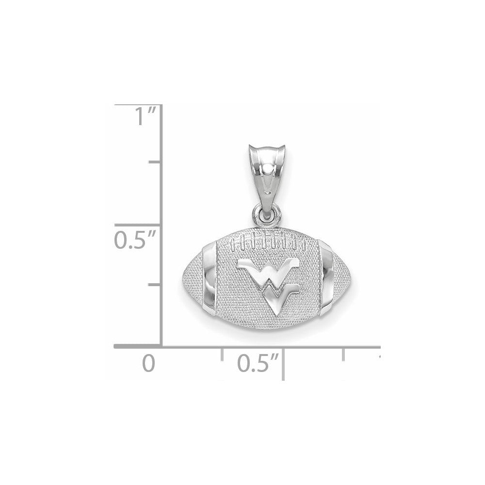 Alternate view of the Sterling Silver West Virginia University MD Domed Football Pendant by The Black Bow Jewelry Co.