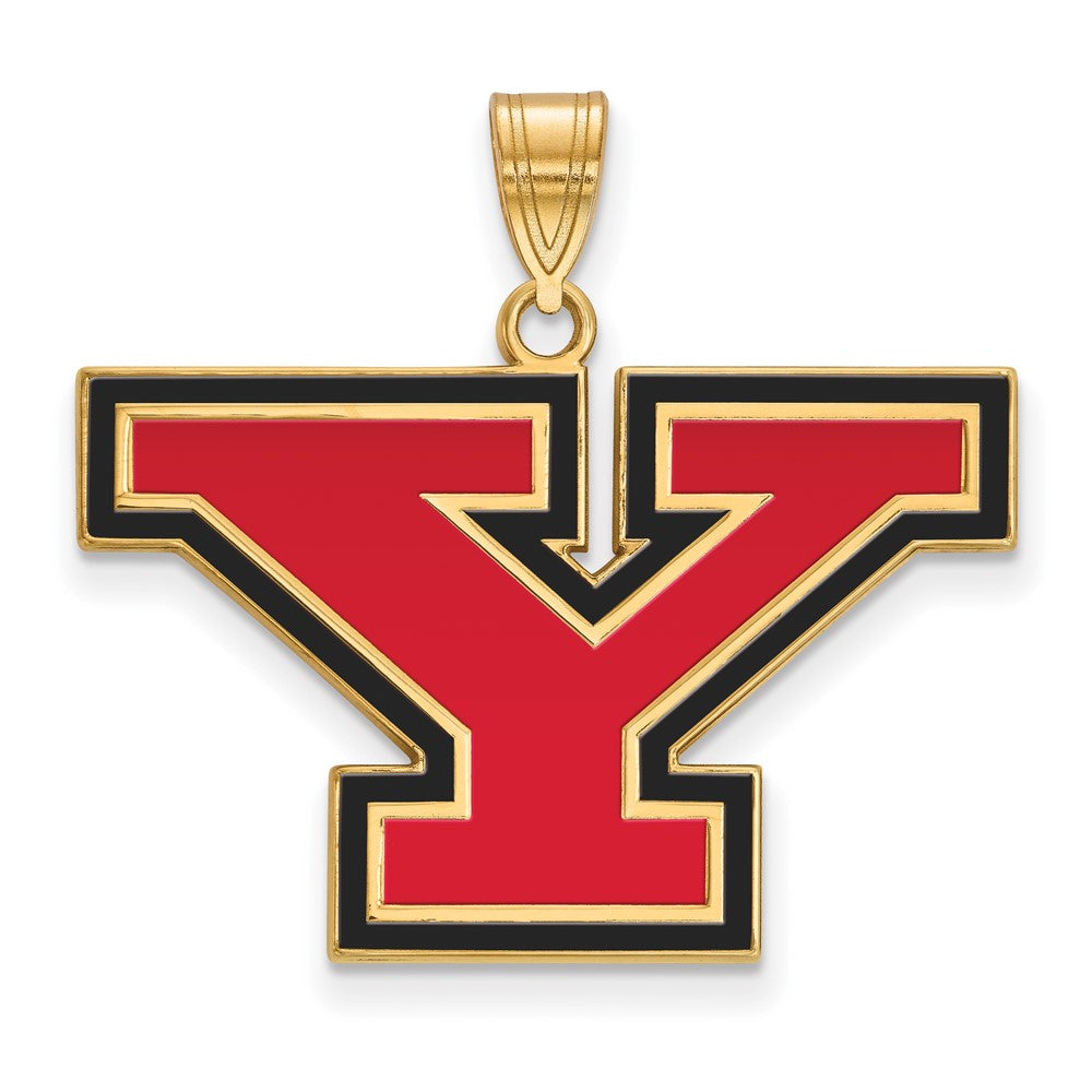 14K Gold Plated Sterling Silver Youngstown State U. LG Enamel Pendant, Item P33755 by The Black Bow Jewelry Co.