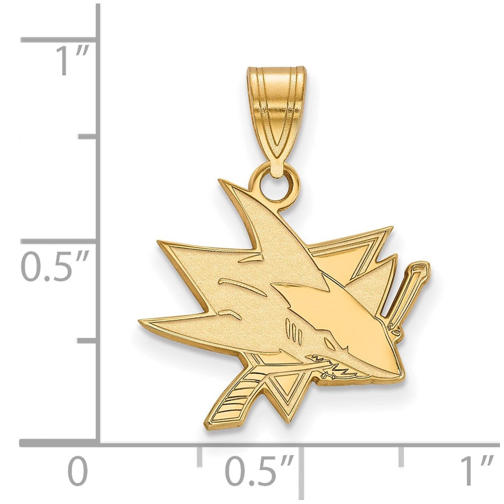 Alternate view of the 10K Yellow Gold NHL San Jose Sharks Medium Pendant by The Black Bow Jewelry Co.
