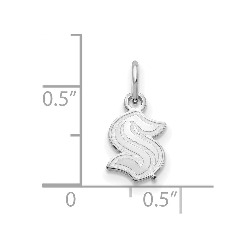 Alternate view of the 10K White Gold NHL Seattle Kraken XS (Tiny) Charm by The Black Bow Jewelry Co.