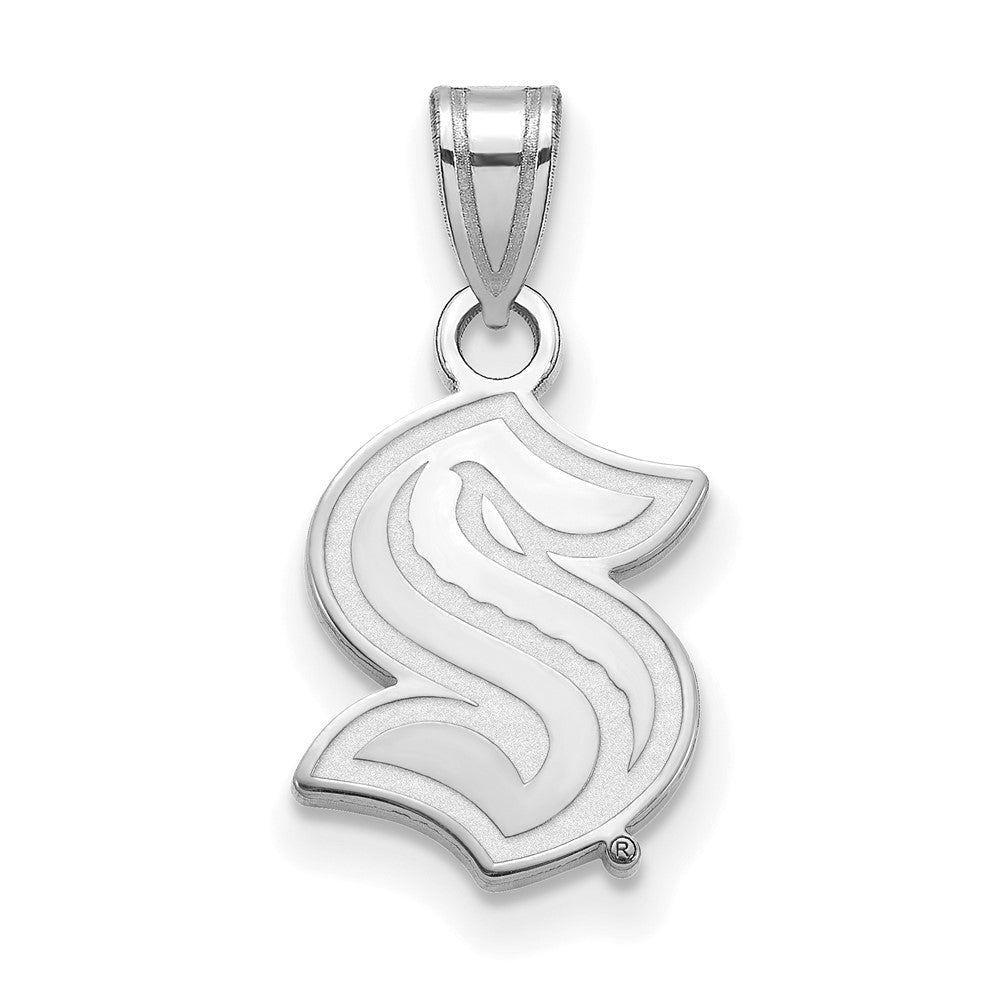 14K White Gold NHL Seattle Kraken Small Pendant, Item P33768 by The Black Bow Jewelry Co.
