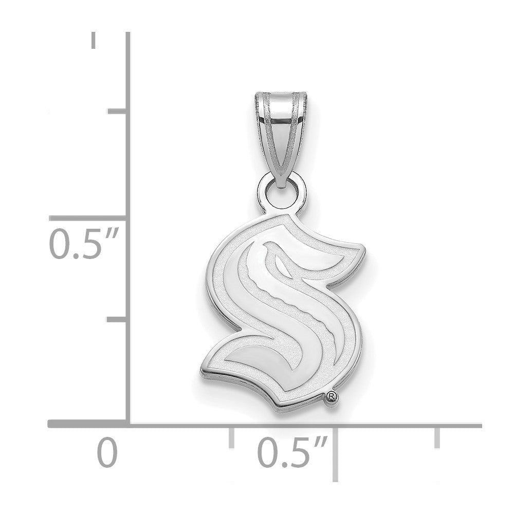 Alternate view of the 14K White Gold NHL Seattle Kraken Small Pendant by The Black Bow Jewelry Co.