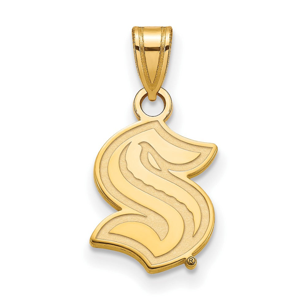 14K Gold Plated Sterling Silver NHL Seattle Kraken Small Pendant, Item P33770 by The Black Bow Jewelry Co.
