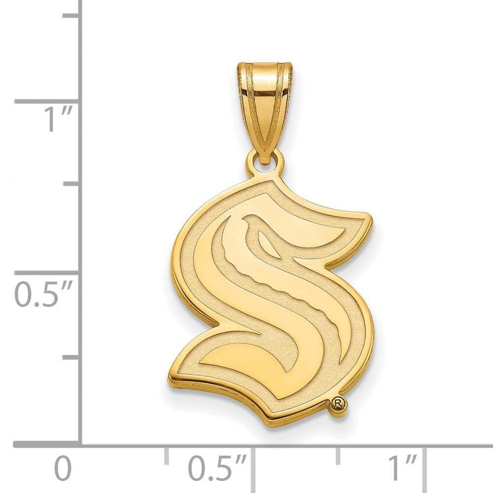 Alternate view of the 10K Yellow Gold NHL Seattle Kraken Large Pendant by The Black Bow Jewelry Co.