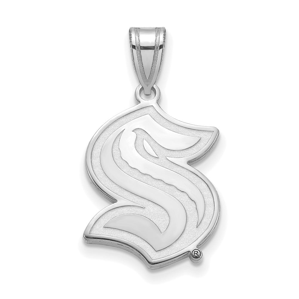 14K White Gold NHL Seattle Kraken Large Pendant, Item P33776 by The Black Bow Jewelry Co.