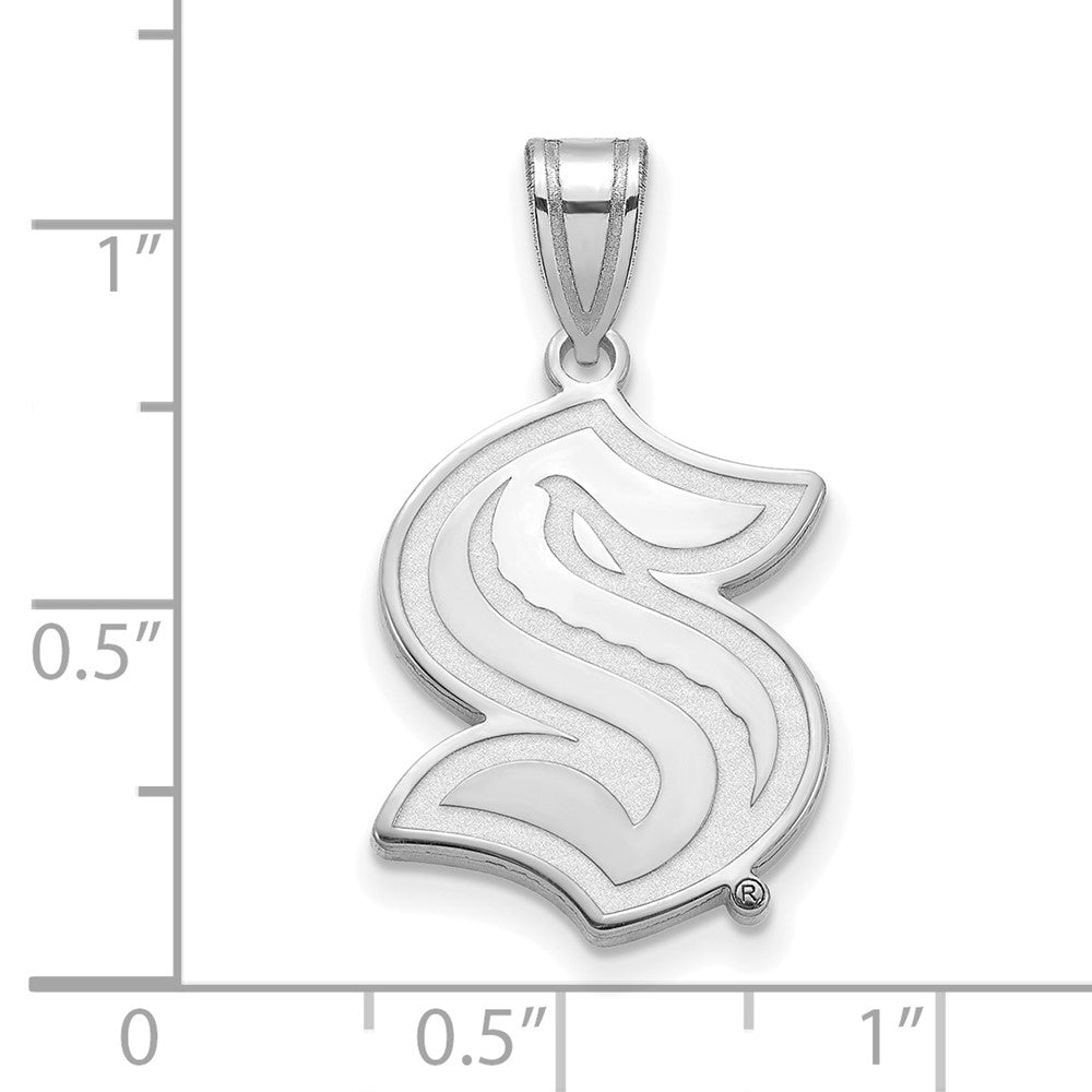 Alternate view of the 14K White Gold NHL Seattle Kraken Large Pendant by The Black Bow Jewelry Co.