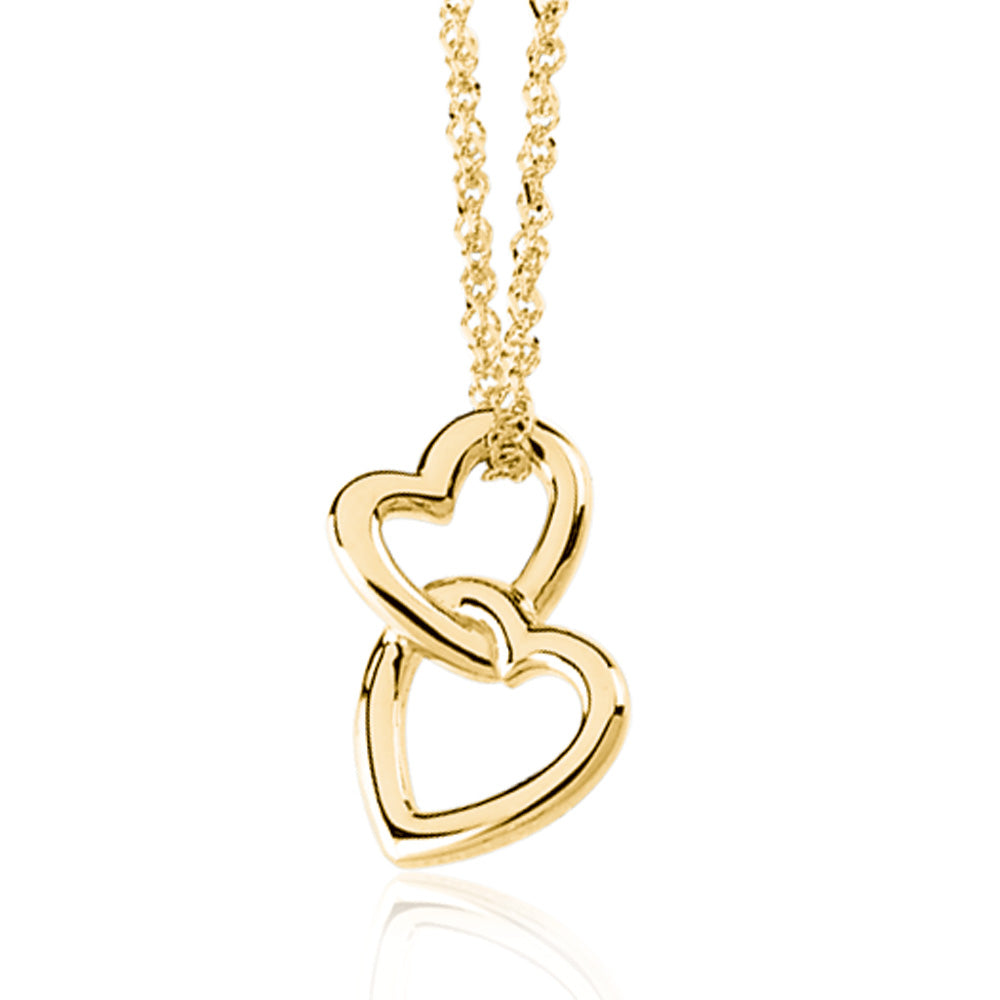14k Yellow Gold Double Heart Pendant, Item P8083 by The Black Bow Jewelry Co.