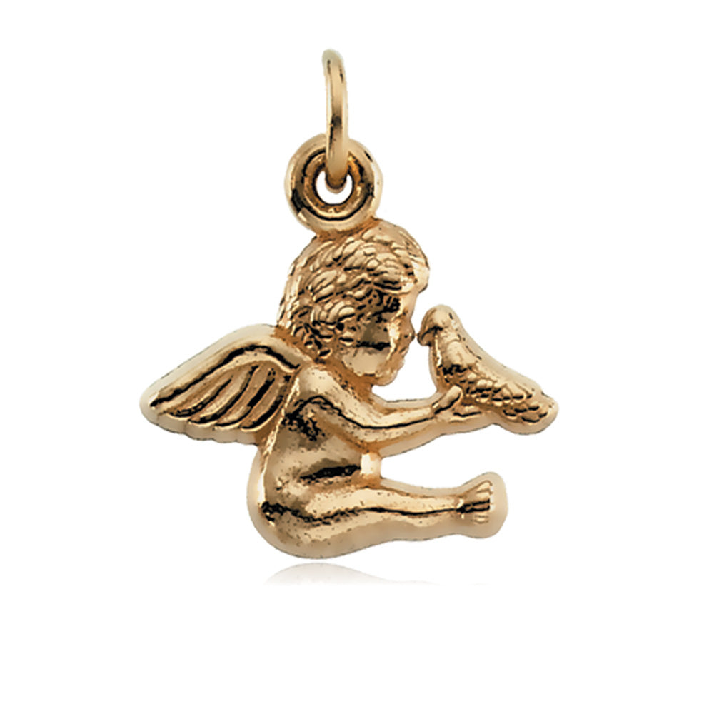 14k Yellow Gold Cherub Pendant, Item P8239 by The Black Bow Jewelry Co.
