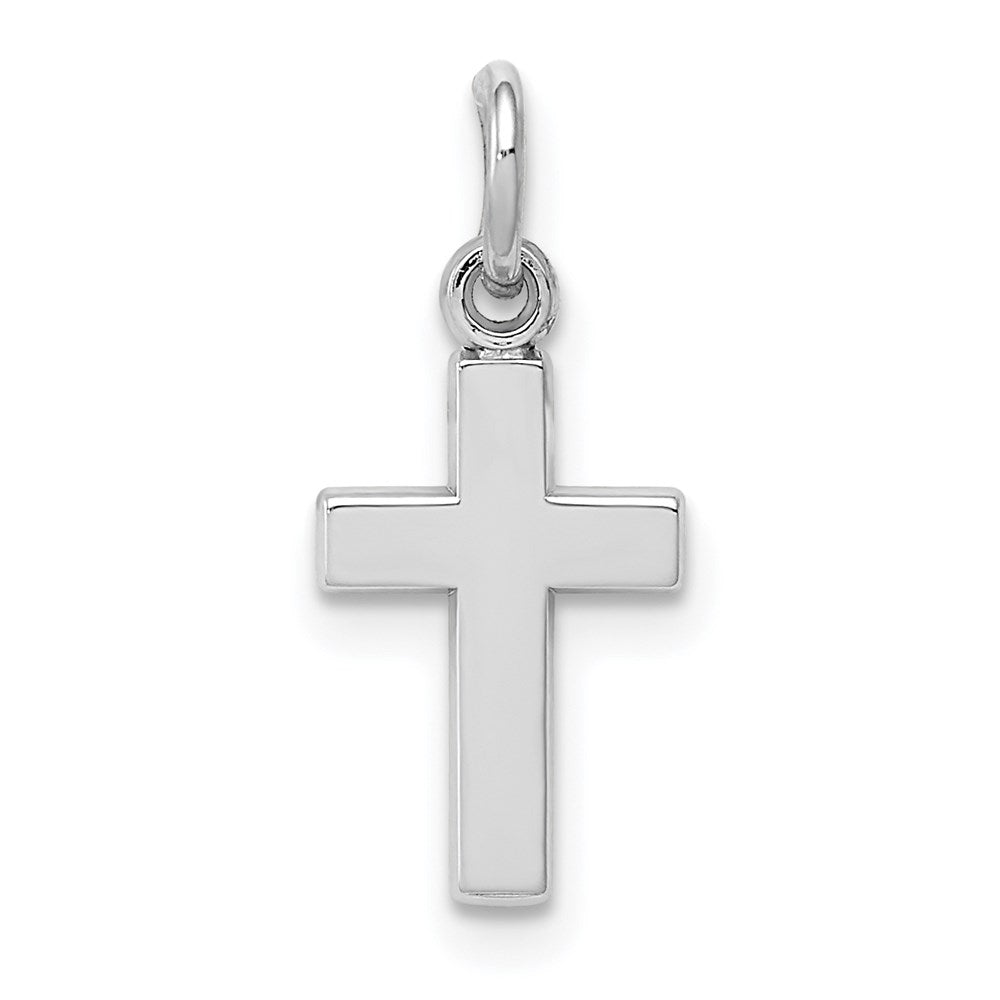 14k White Gold, Dainty Latin Cross Charm, Item P8318 by The Black Bow Jewelry Co.