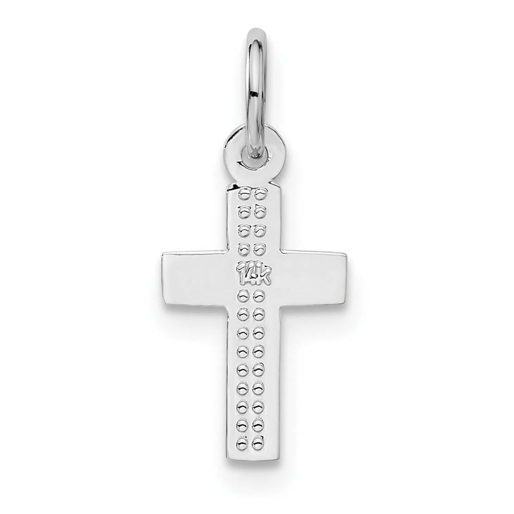 Alternate view of the 14k White Gold, Dainty Latin Cross Charm by The Black Bow Jewelry Co.
