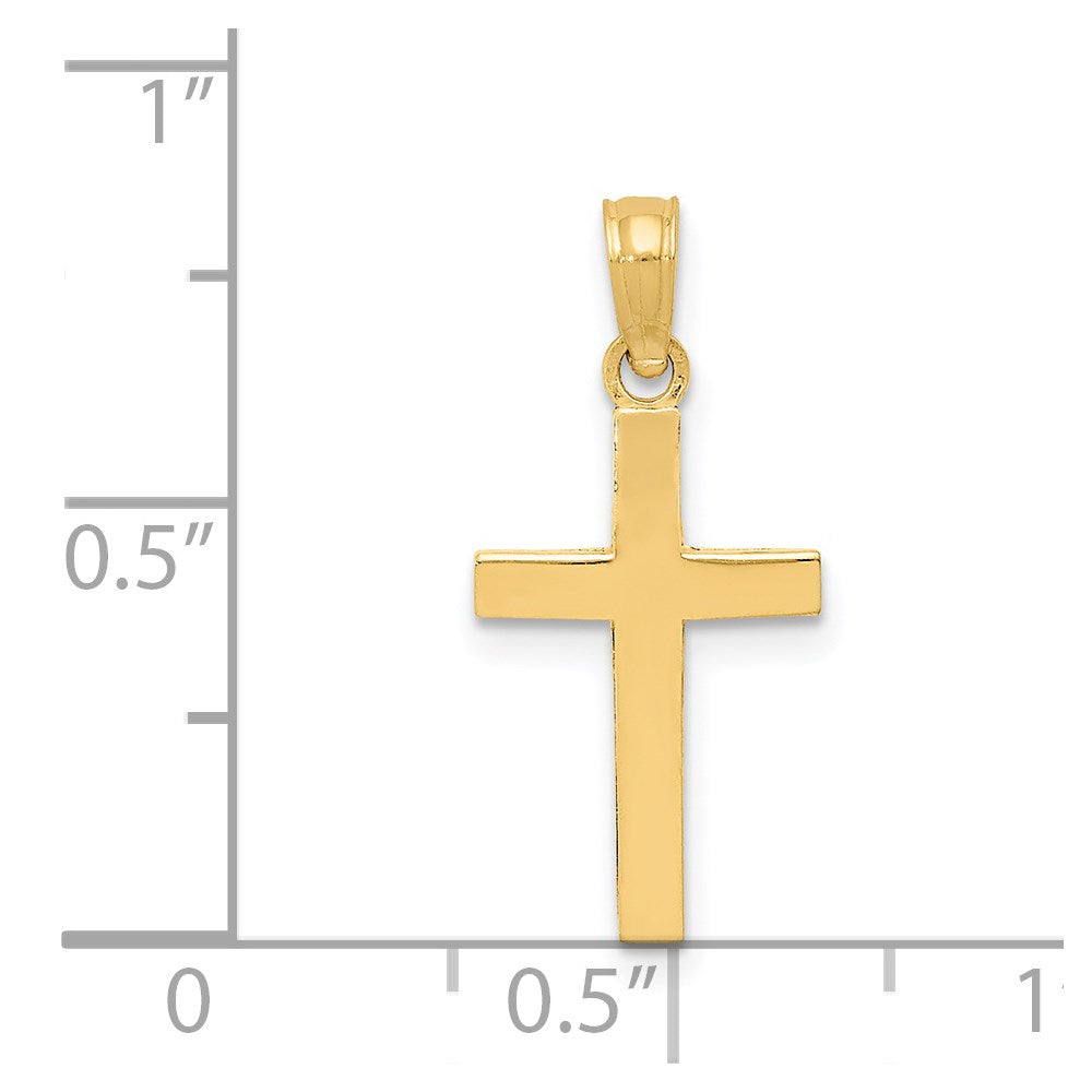 Alternate view of the 14k Yellow Gold, Beveled Latin Cross Pendant by The Black Bow Jewelry Co.