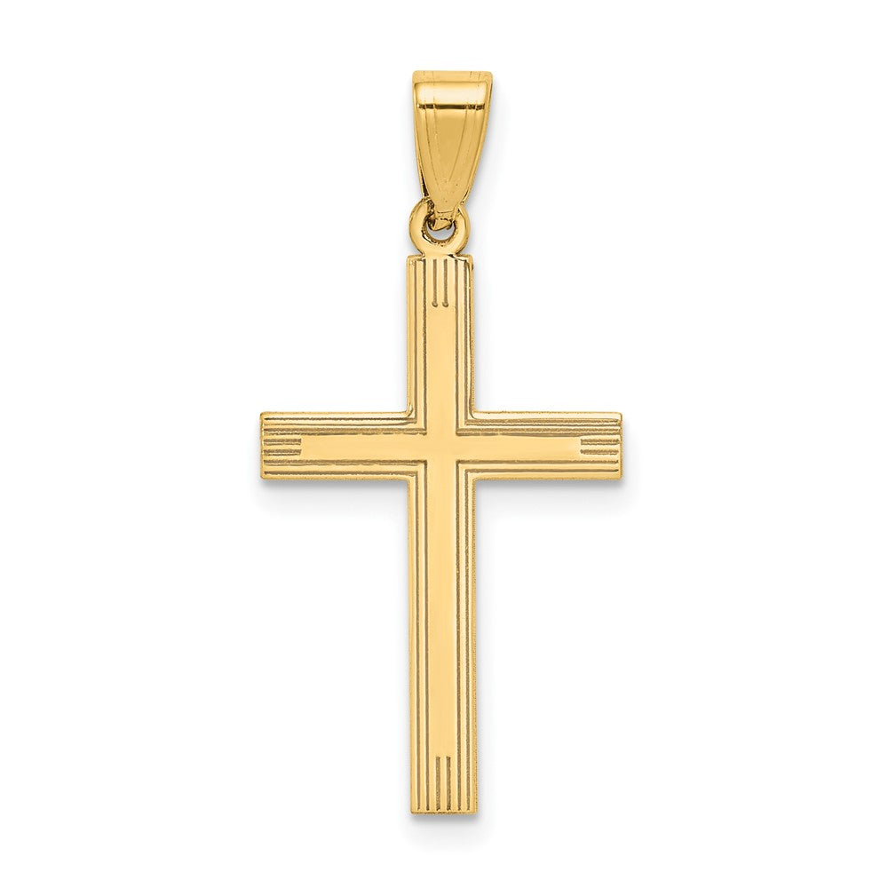 14k Yellow Gold, Textured, Latin Cross Pendant, Item P8323 by The Black Bow Jewelry Co.