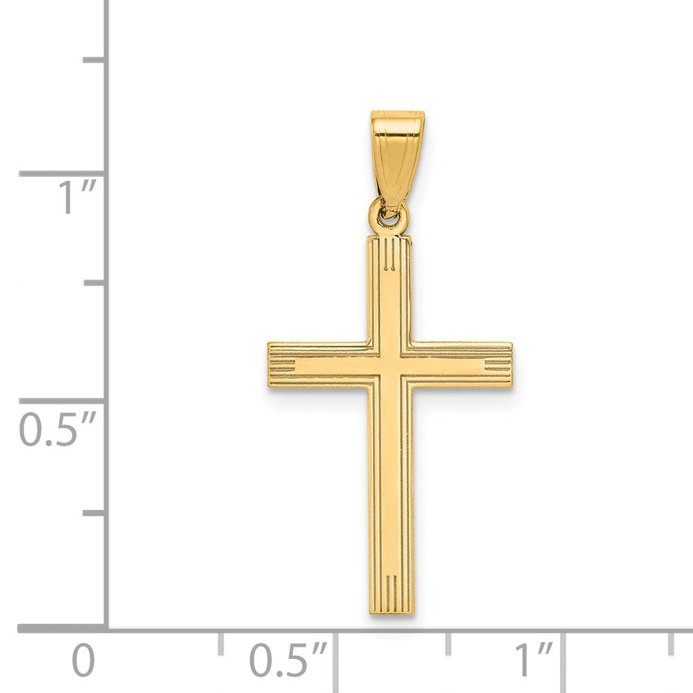 Alternate view of the 14k Yellow Gold, Textured, Latin Cross Pendant by The Black Bow Jewelry Co.