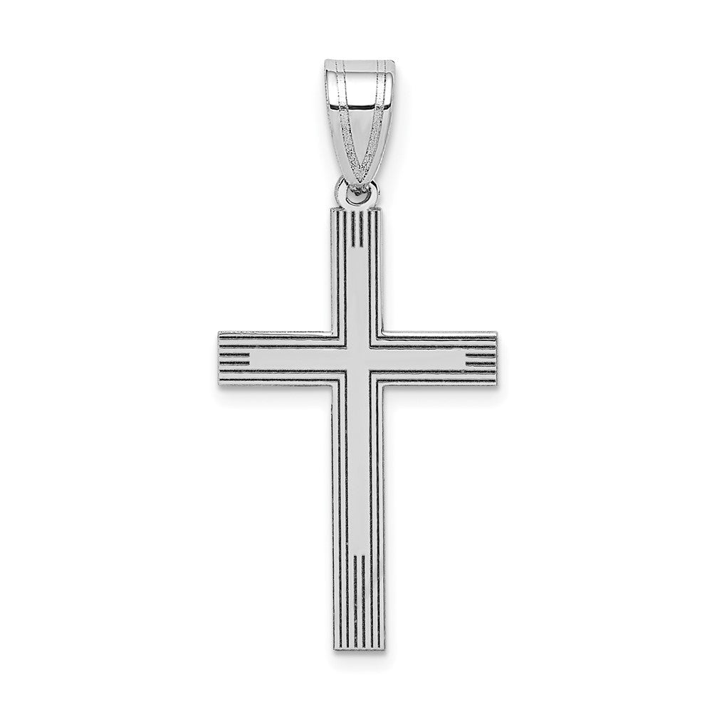 14k White Gold, Textured, Latin Cross Pendant, Item P8324 by The Black Bow Jewelry Co.