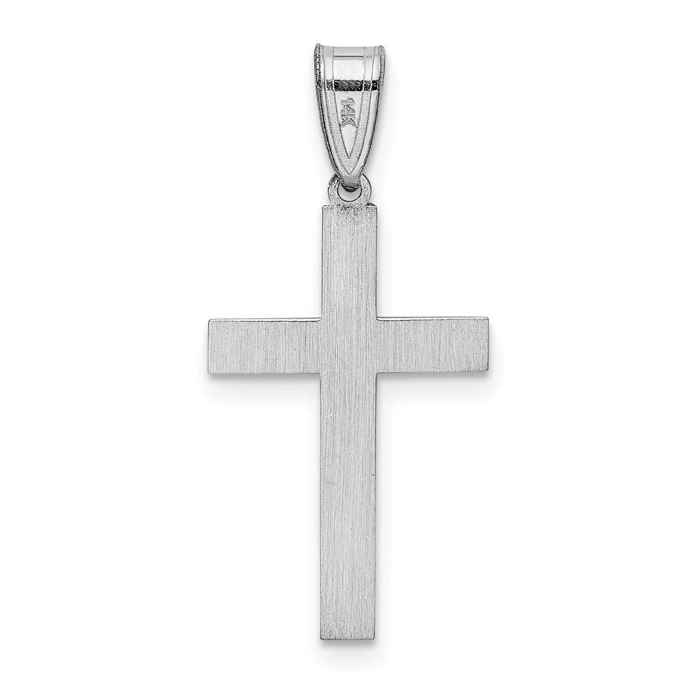 Alternate view of the 14k White Gold, Textured, Latin Cross Pendant by The Black Bow Jewelry Co.