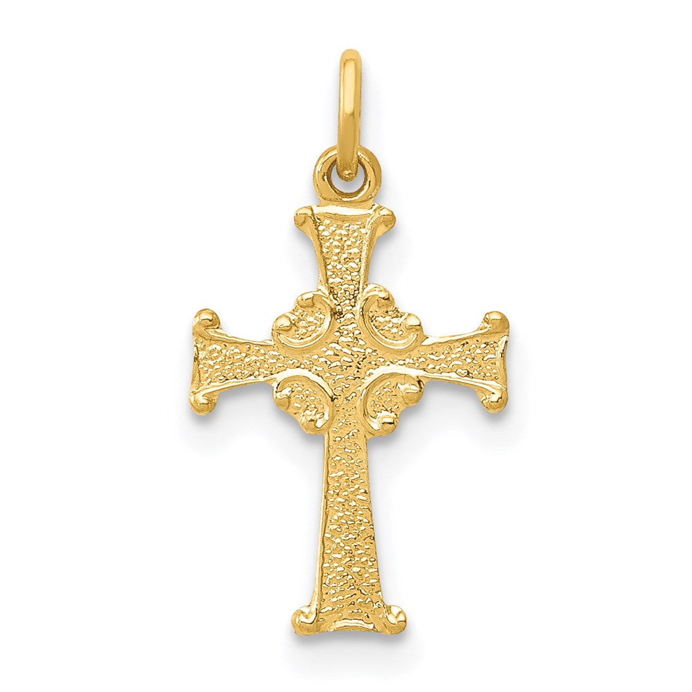 14k Yellow Gold, Dainty, Celtic Cross Charm, Item P8328 by The Black Bow Jewelry Co.
