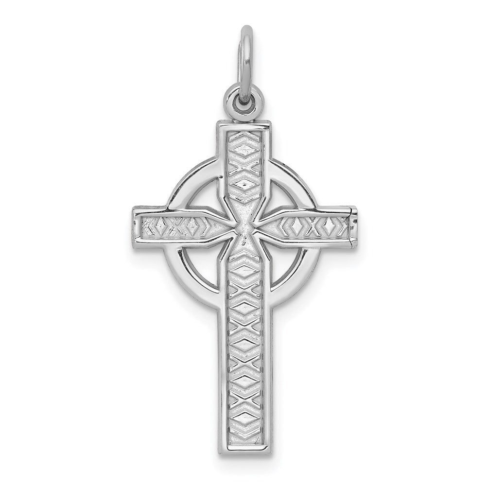 14k White Gold, Celtic Cross Charm, Item P8329 by The Black Bow Jewelry Co.