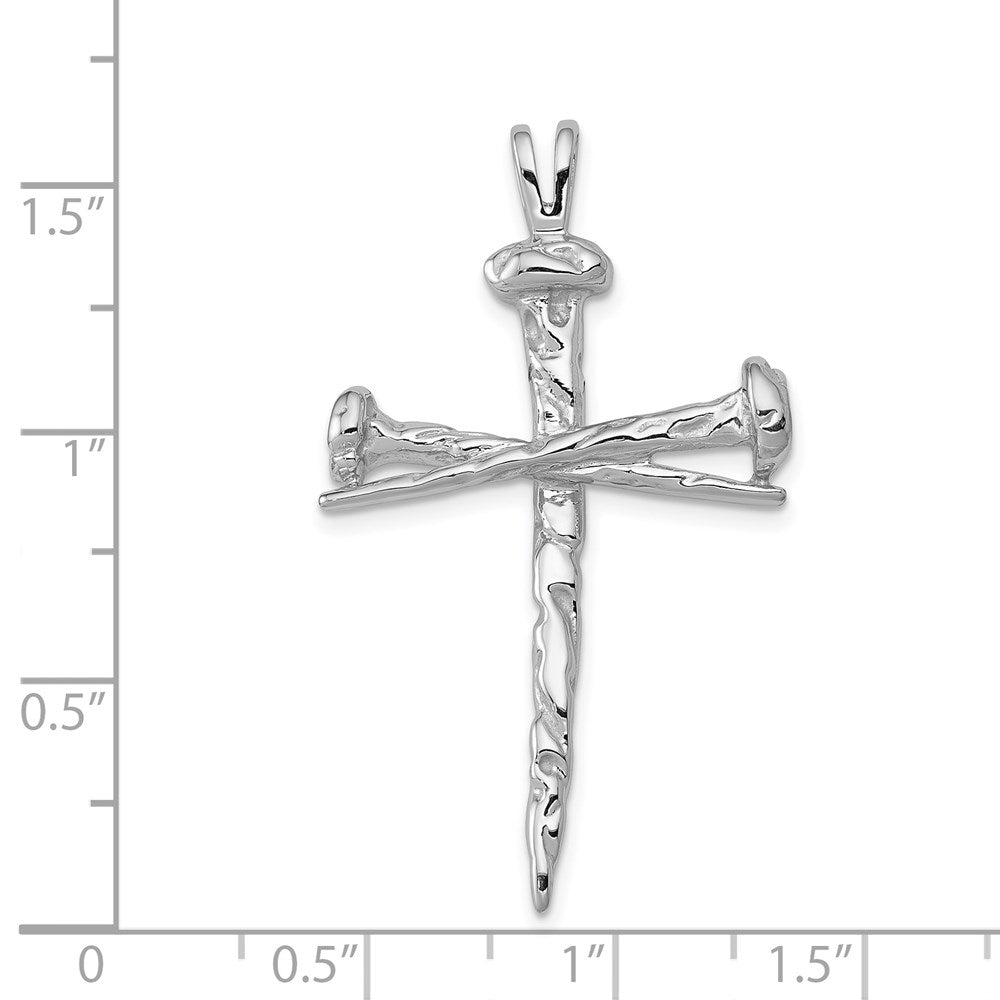 Alternate view of the Ladies 14k White Gold, Nail Cross Pendant 25 x 42mm by The Black Bow Jewelry Co.