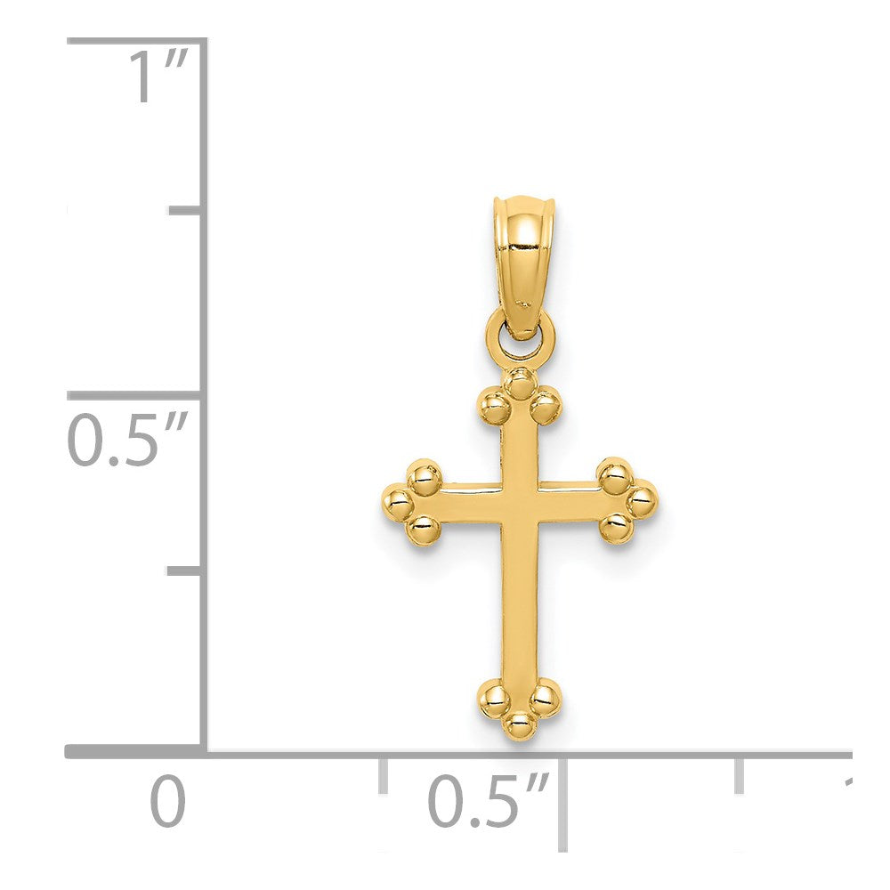 Alternate view of the 14k Yellow Gold, Dainty, Budded Cross Pendant by The Black Bow Jewelry Co.