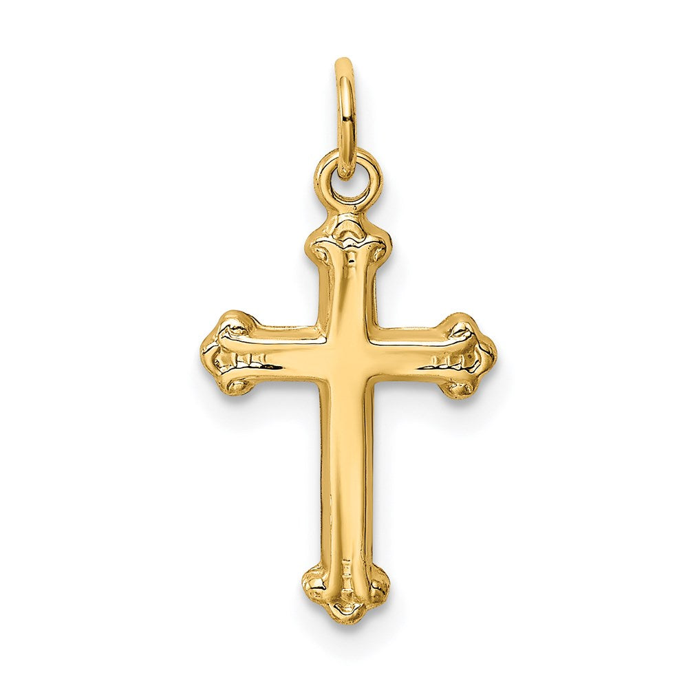 14k Yellow Gold Budded Cross Charm, Item P8334 by The Black Bow Jewelry Co.