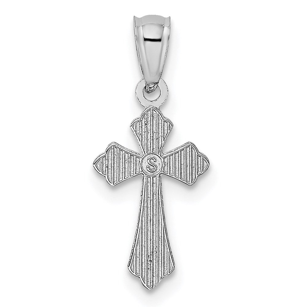 Alternate view of the 14k White Gold, Dainty, Budded Cross Pendant by The Black Bow Jewelry Co.