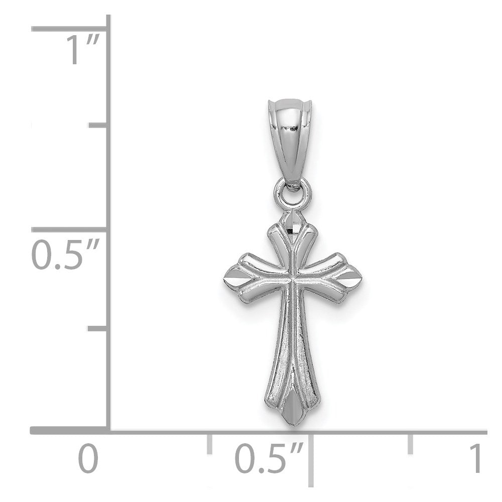 Alternate view of the 14k White Gold, Dainty, Budded Cross Pendant by The Black Bow Jewelry Co.