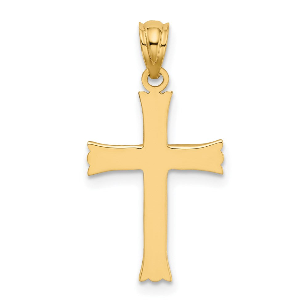 Alternate view of the 14k Yellow Gold Satin Budded Cross Pendant by The Black Bow Jewelry Co.