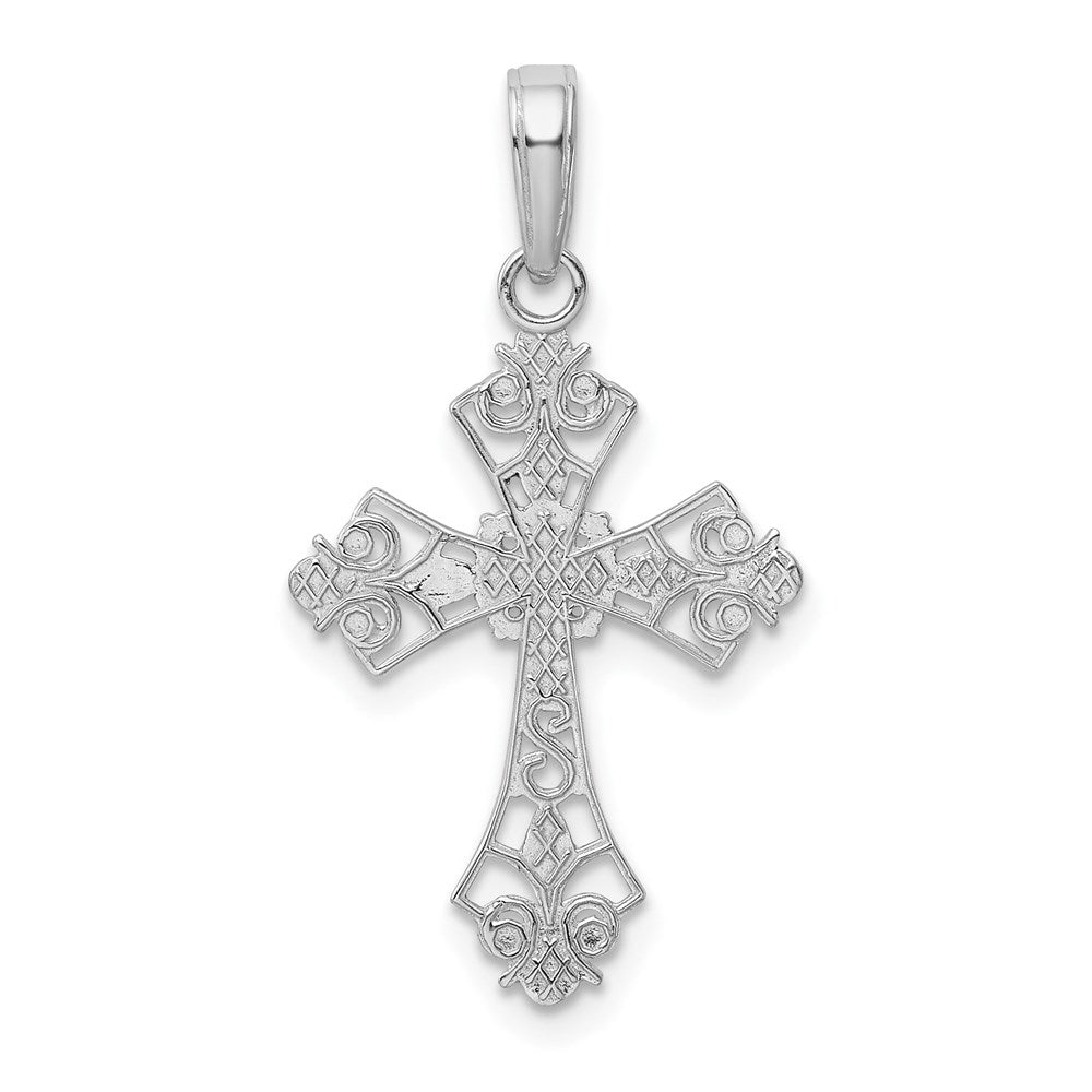 Alternate view of the 14k White Gold Filigree Cross Pendant by The Black Bow Jewelry Co.