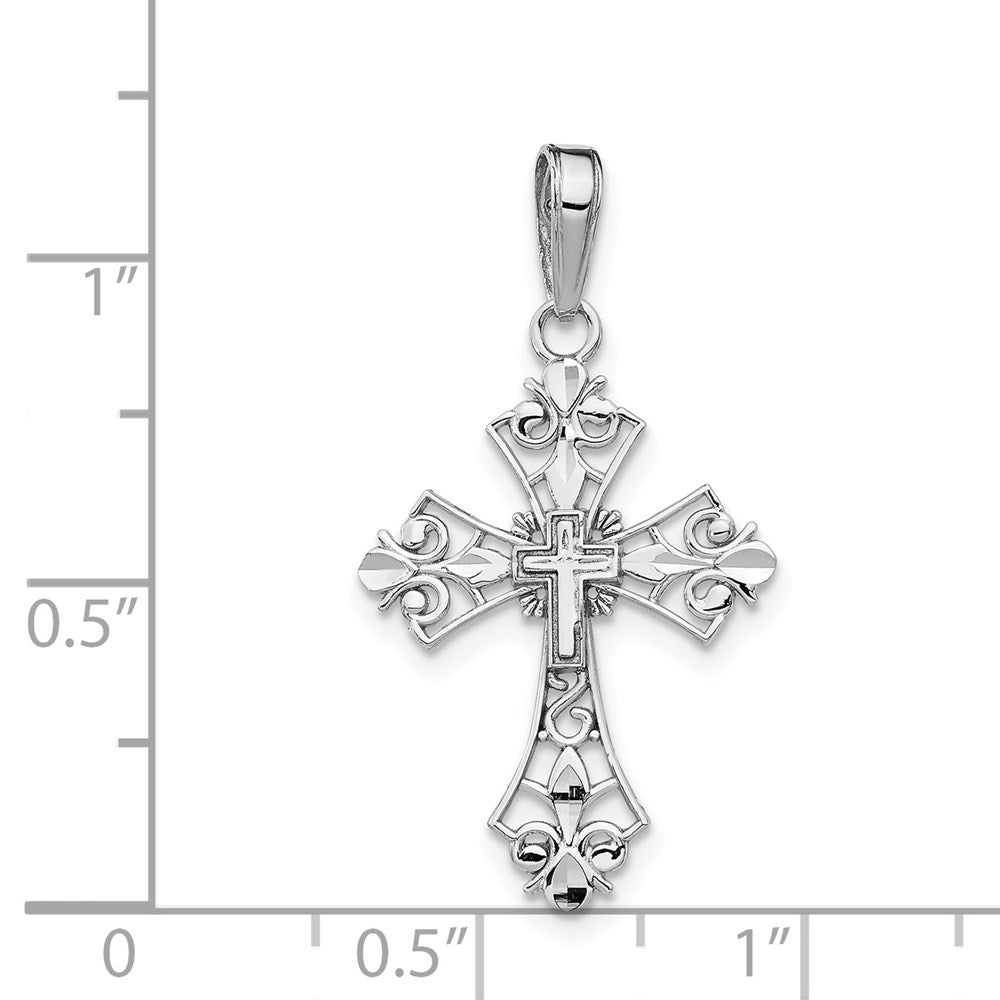 Alternate view of the 14k White Gold Filigree Cross Pendant by The Black Bow Jewelry Co.