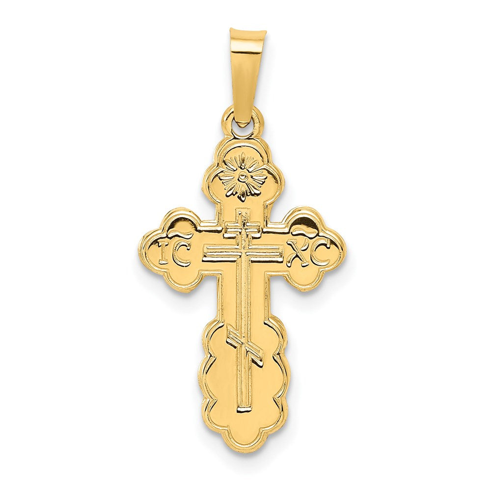 14k Yellow Gold Eastern Orthodox Cross Pendant, 13 x 26mm, Item P8340 by The Black Bow Jewelry Co.