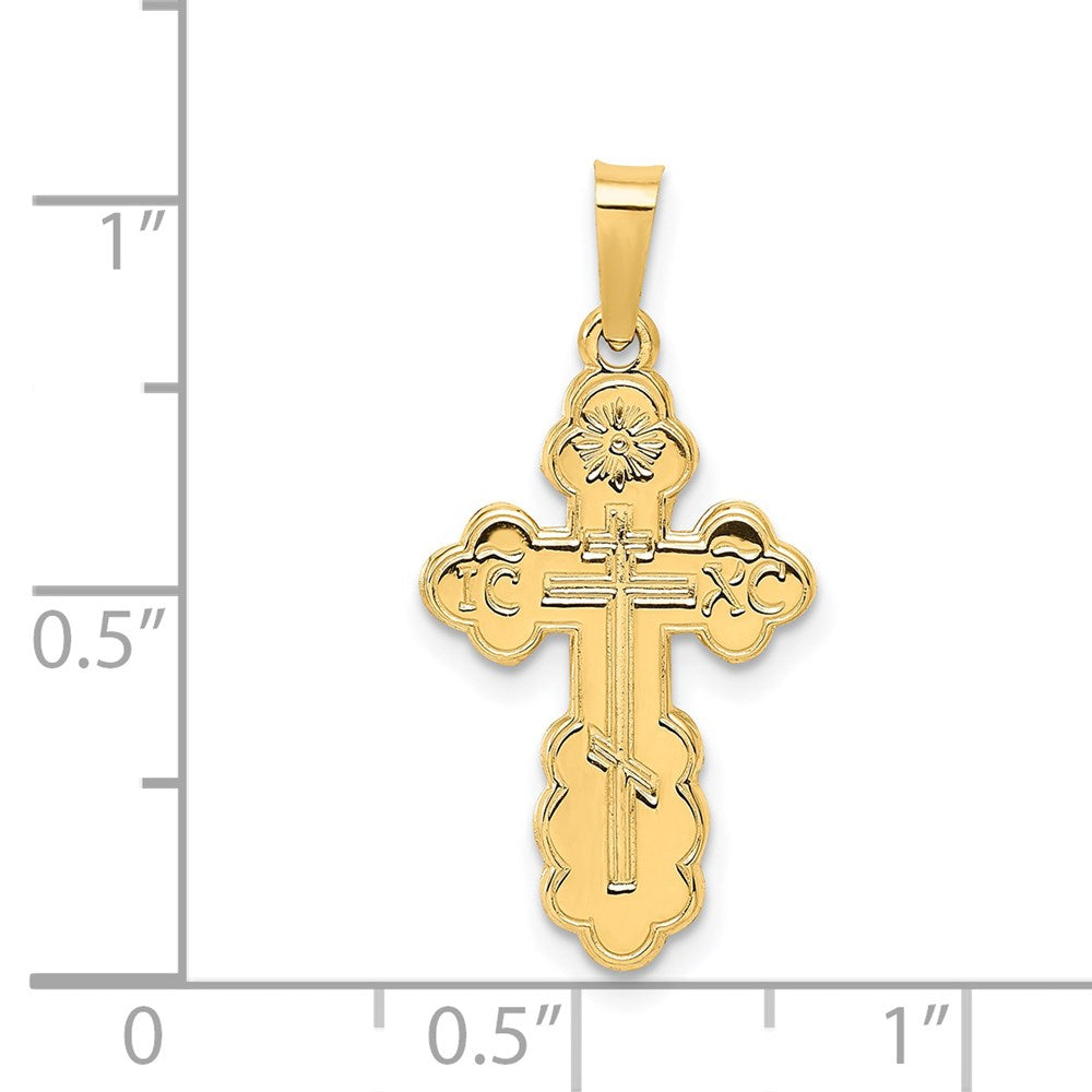 Alternate view of the 14k Yellow Gold Eastern Orthodox Cross Pendant, 13 x 26mm by The Black Bow Jewelry Co.