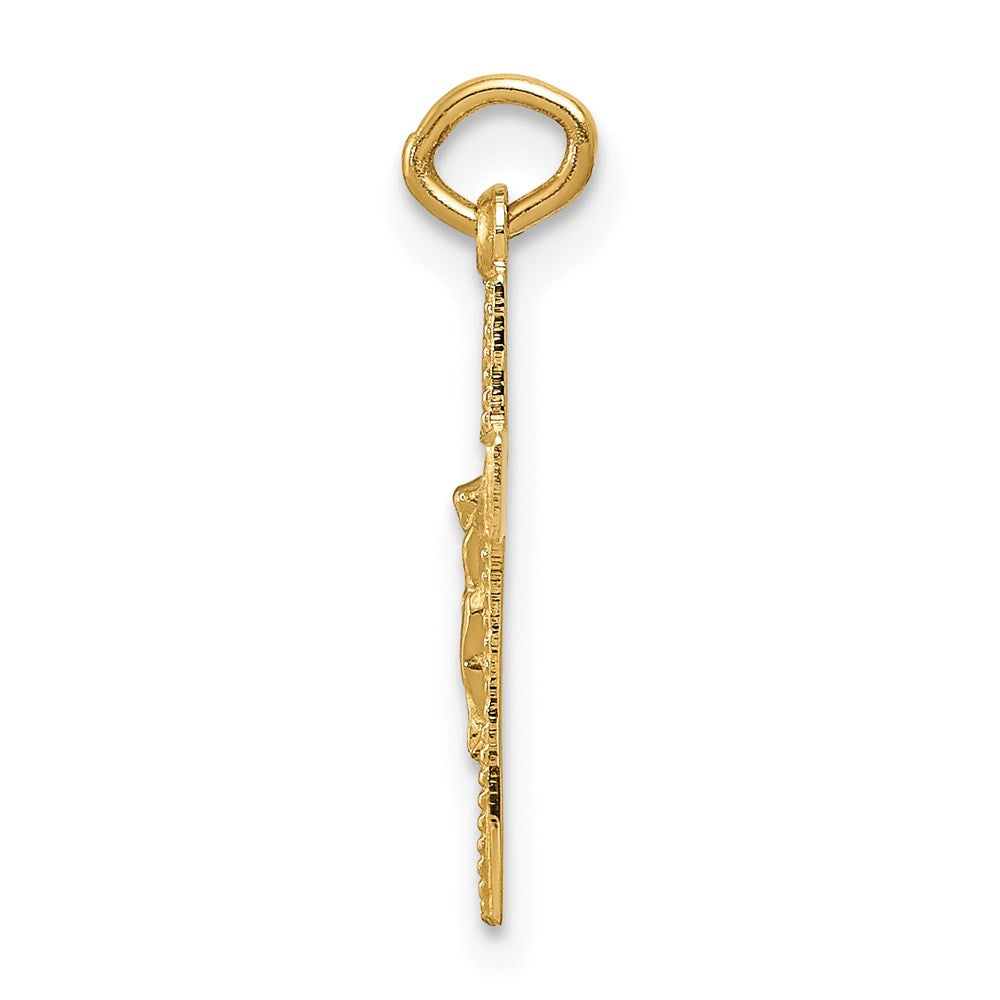 Alternate view of the 14k Yellow Gold, INRI Crucifix Charm by The Black Bow Jewelry Co.