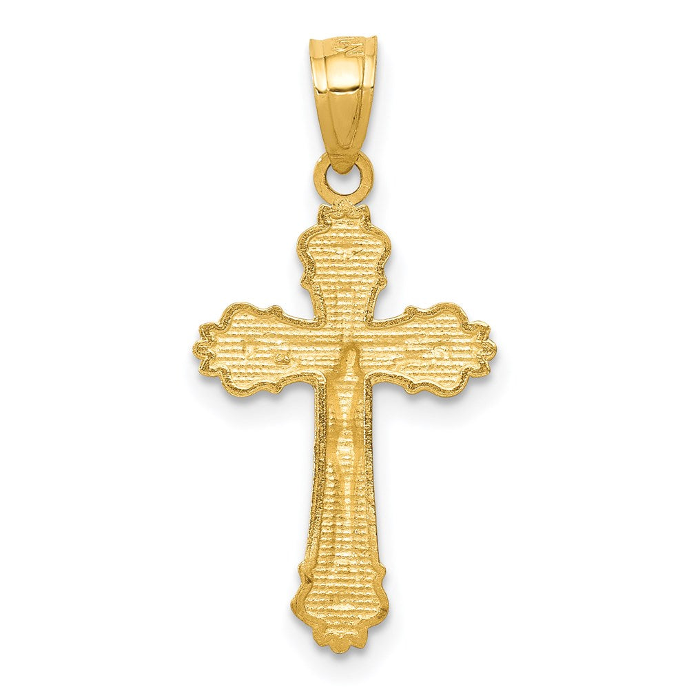 Alternate view of the 14k Yellow Gold, Budded Crucifix Pendant by The Black Bow Jewelry Co.