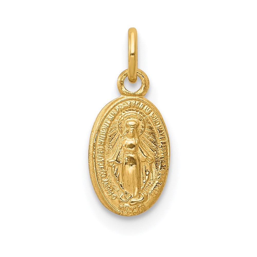 14k Yellow Gold Tiny Miraculous Medal Charm or Pendant Enhancer, Item P8346 by The Black Bow Jewelry Co.