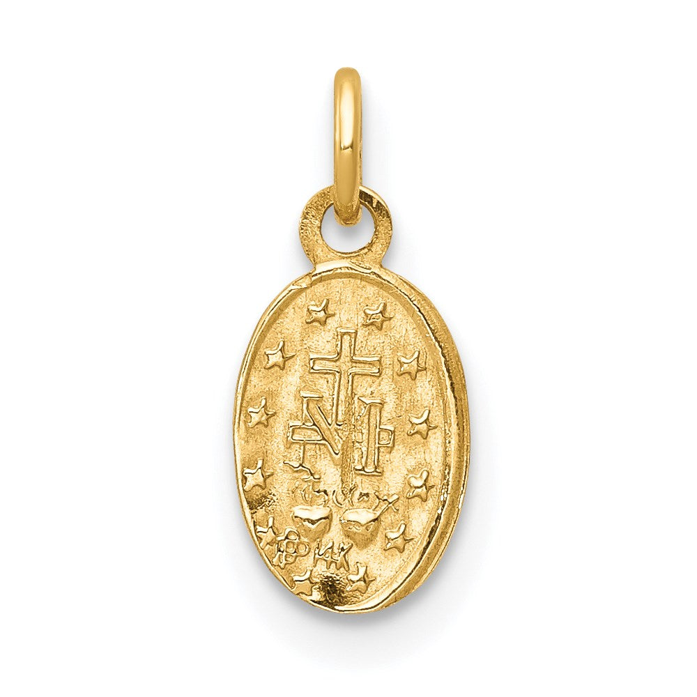 Alternate view of the 14k Yellow Gold Tiny Miraculous Medal Charm or Pendant Enhancer by The Black Bow Jewelry Co.