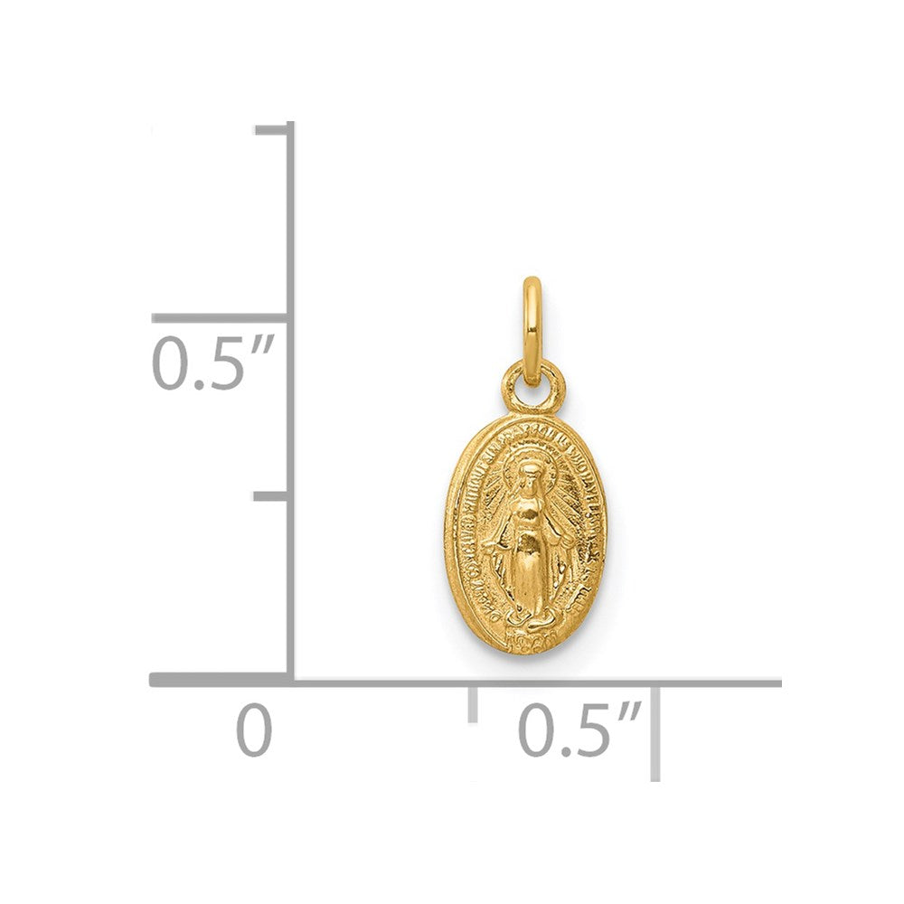 Alternate view of the 14k Yellow Gold Tiny Miraculous Medal Charm or Pendant Enhancer by The Black Bow Jewelry Co.