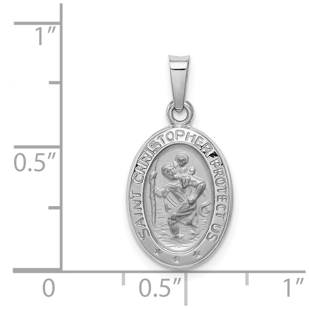 Alternate view of the 14k White Gold Saint Christopher Oval Medal Pendant, 11 x 22mm by The Black Bow Jewelry Co.